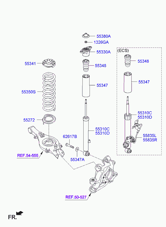 Амортизатор задний для Хендай Генезис 2013-2016