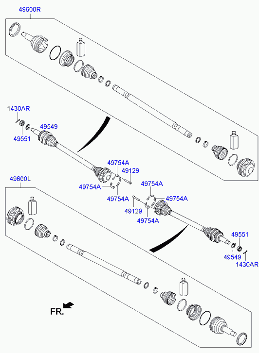 Приводной вал задний правый для Хендай Генезис 2013-2016