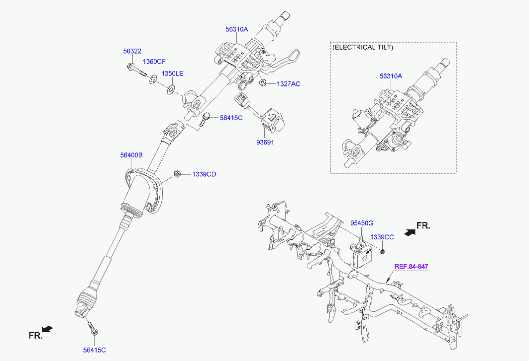 Рулевой вал нижний для Хендай Генезис 2013-2016