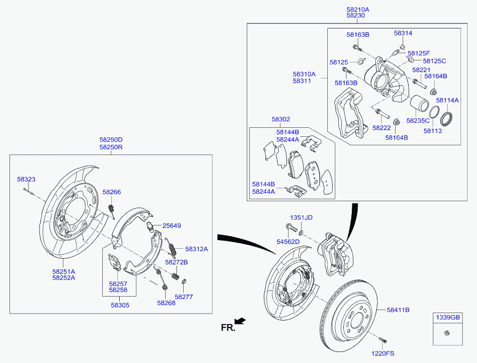Колодки тормозные задние для Хендай Генезис 2013-2016