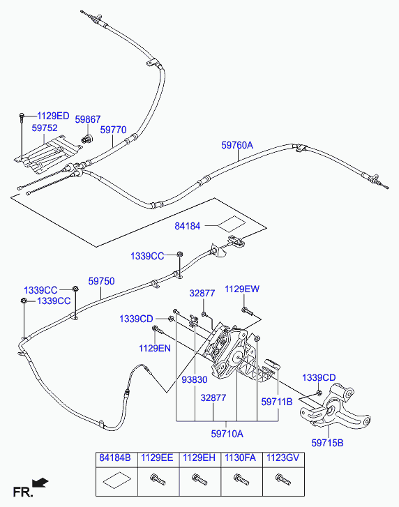 Трос левый стояночного, ручного тормоза для Хендай Генезис 2013-2016