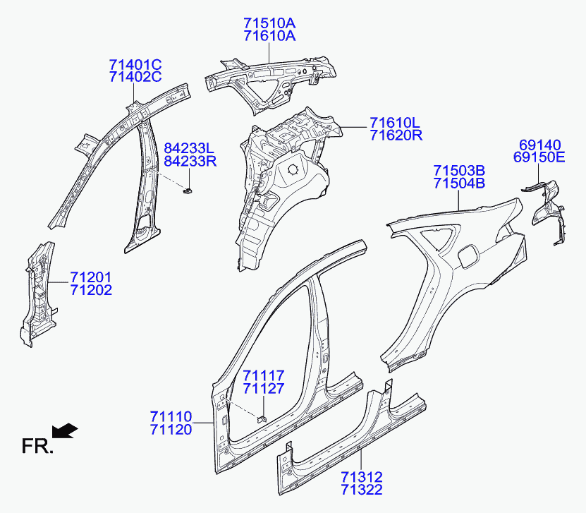 Порог левый для Хендай Генезис 2013-2016