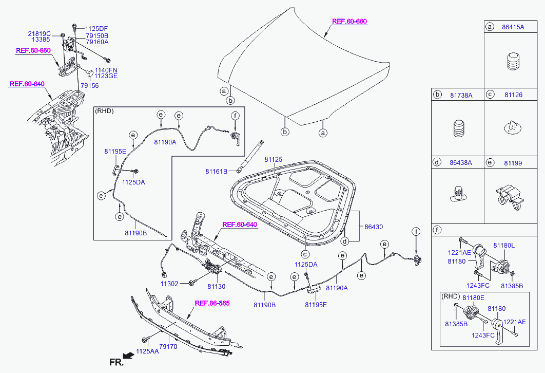 Амортизатор капота левый для Хендай Генезис 2013-2016