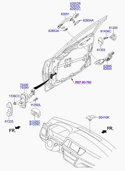 Ручка передней правой двери для Хендай Генезис 2013-2016