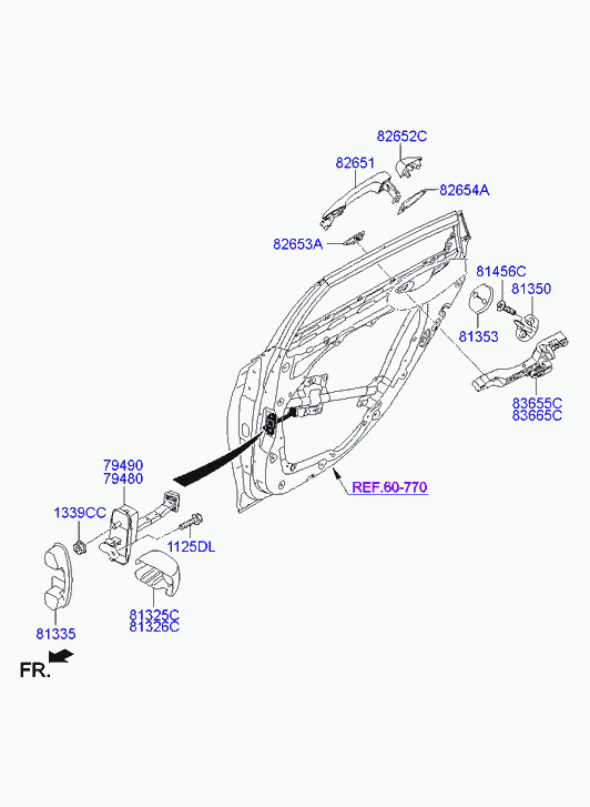 Ручка задней левой двери для Хендай Генезис 2013-2016