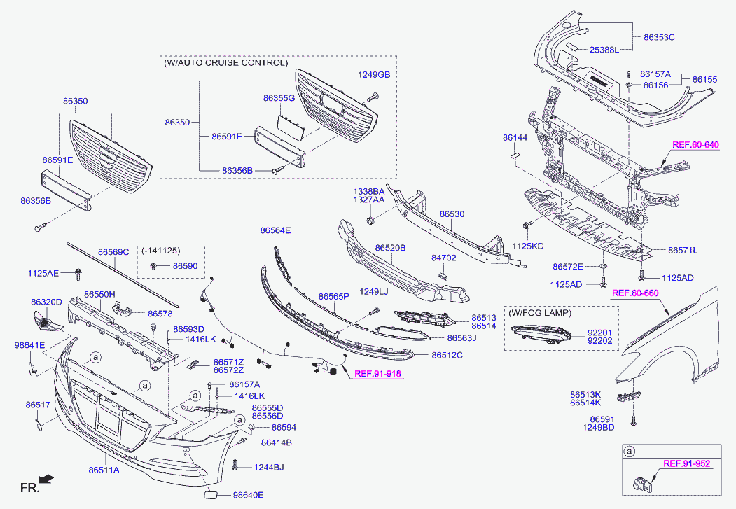 Бампер передний для Хендай Генезис 2013-2016