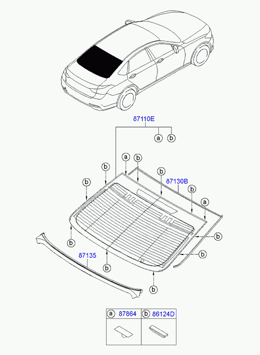 Стекло заднее для Хендай Генезис 2013-2016