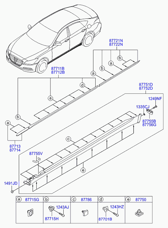 Молдинг боковой левый для Хендай Генезис 2013-2016