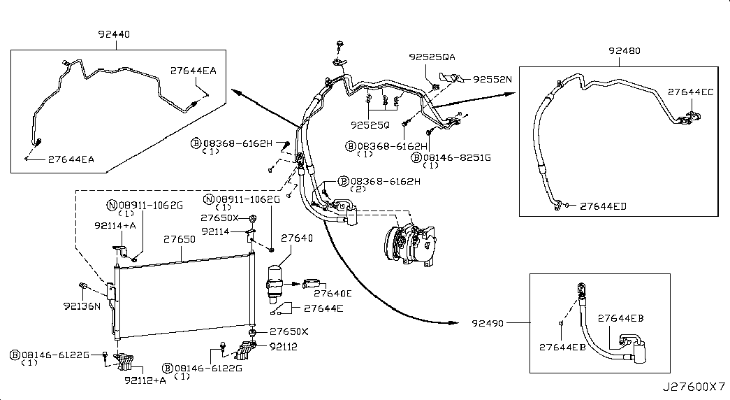 Радиатор кондиционера в сборе для Ниссан Альмера 2002-2006