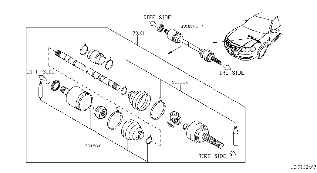 Шрус внутренний передний левый для Ниссан Альмера 2002-2006