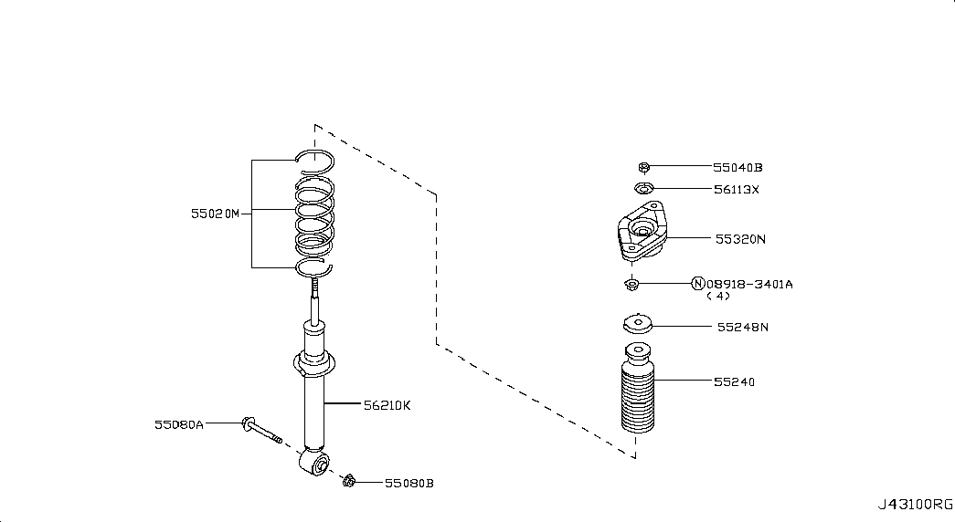 Амортизатор задний для Ниссан Альмера 2002-2006