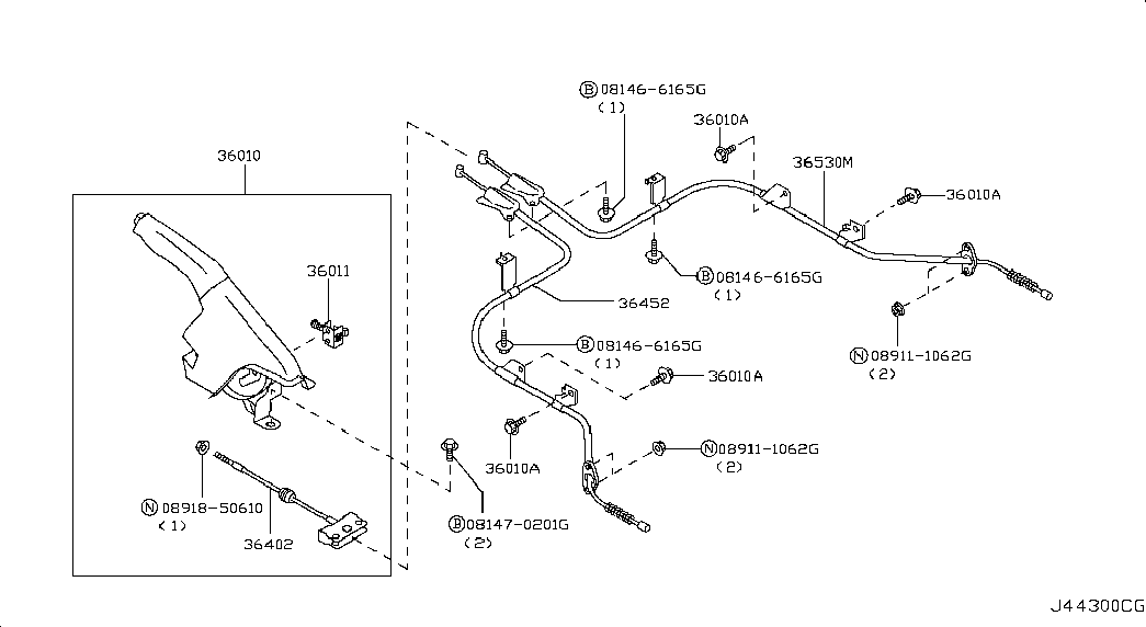 Рычаг стояночного, ручного тормоза для Ниссан Альмера 2002-2006