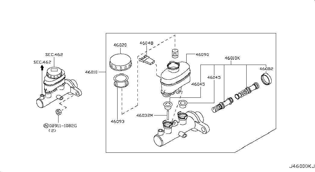 Главный тормозной цилиндр с бачком для Ниссан Альмера 2002-2006