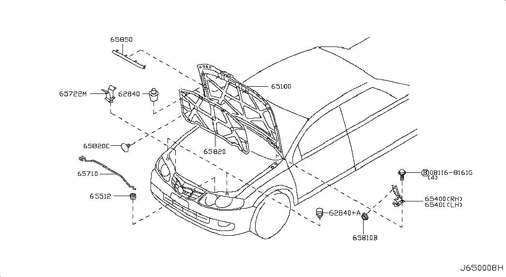 Петля капота левая для Ниссан Альмера 2002-2006