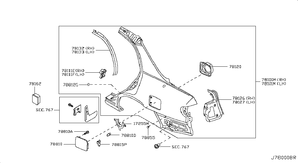 Крыло заднее левое для Ниссан Альмера 2002-2006