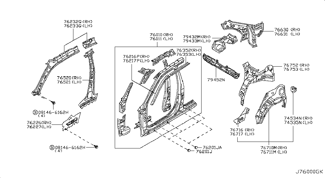 Центральная стойка кузова правая для Ниссан Альмера 2002-2006