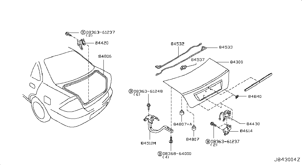 Крышка багажника для Ниссан Альмера 2002-2006