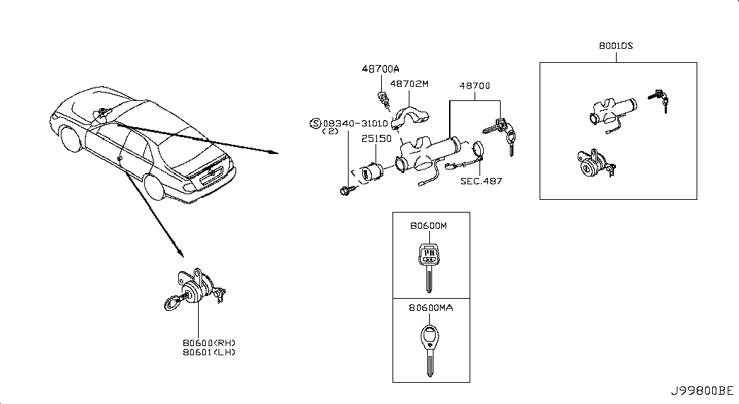 Комплект ключей для Ниссан Альмера 2002-2006