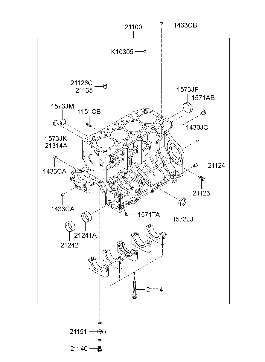 Блок цилиндров в сборе для Хендай Портер 2010-2016