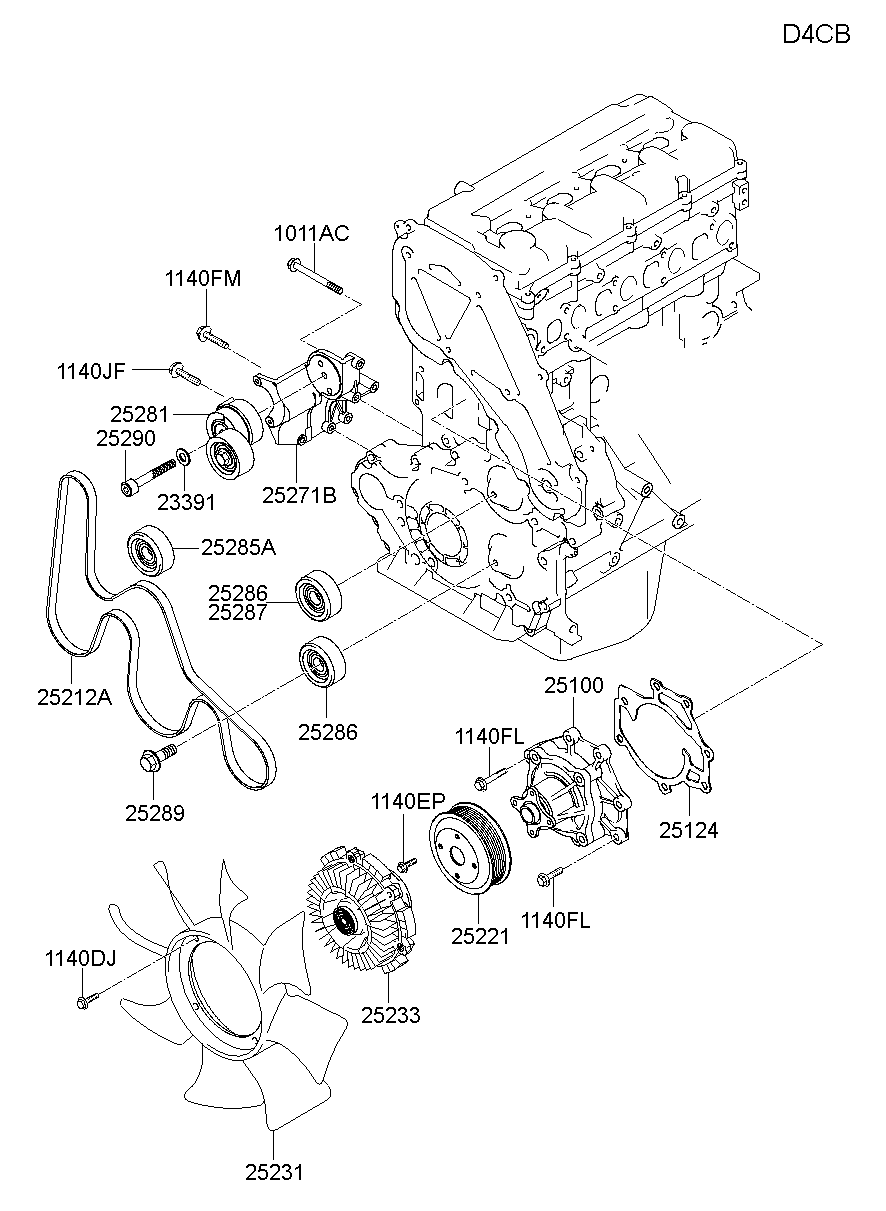 Помпа водяная для Хендай Портер 2010-2016