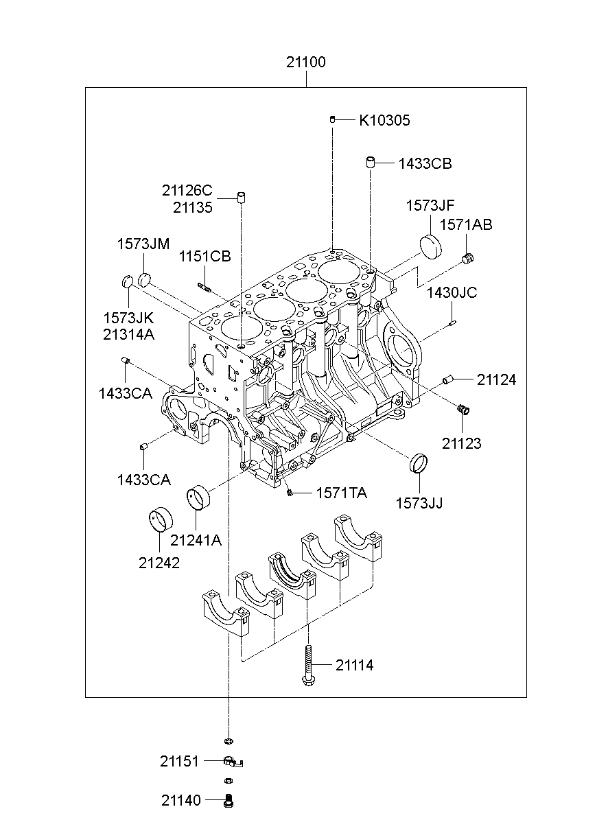 Блок цилиндров в сборе для Хендай Портер 2005-2012