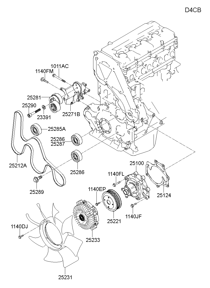 Помпа водяная для Хендай Портер 2005-2012