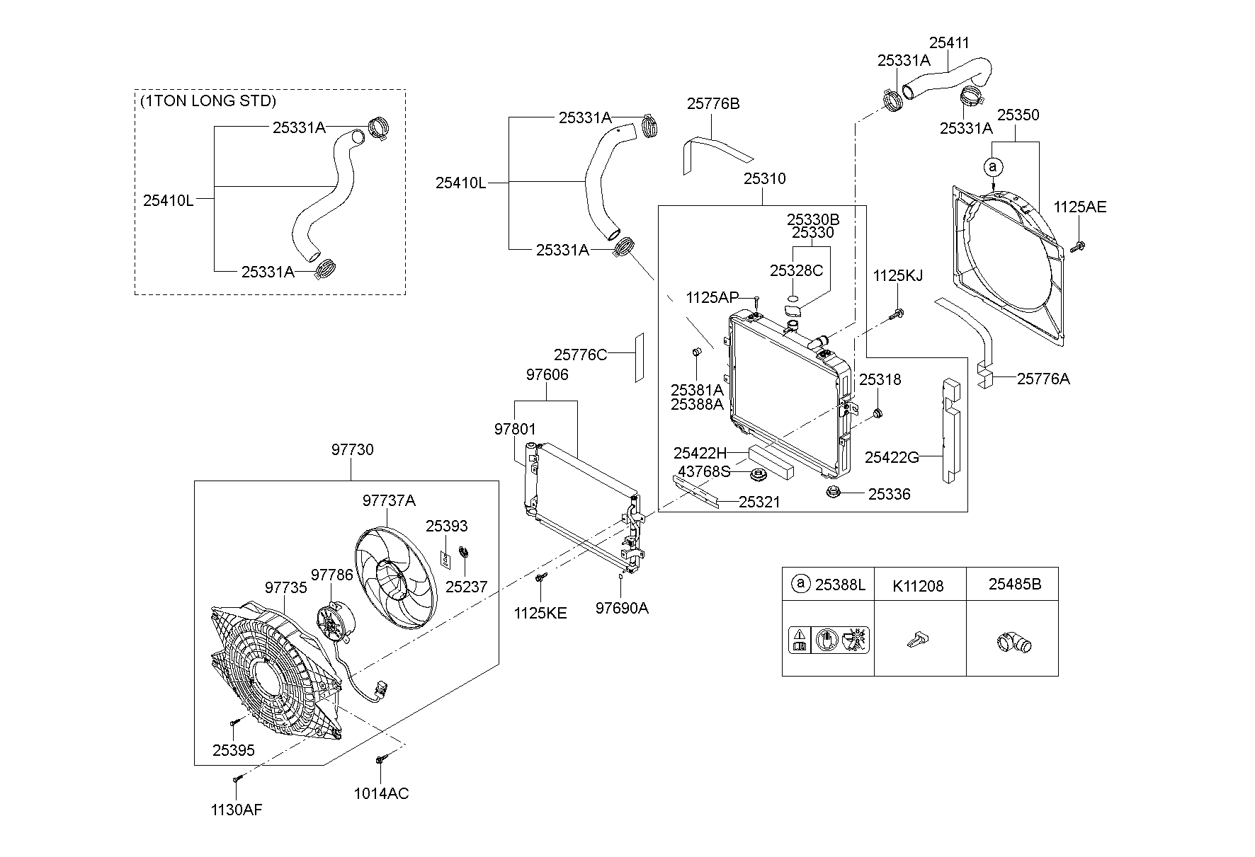 Радиатор двигателя в сборе для Хендай Портер 2005-2012