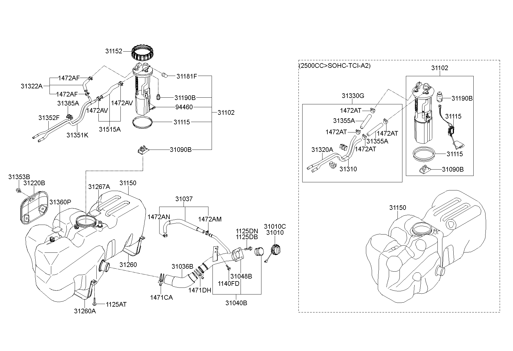 Горловина заливная бака топливного для Хендай Портер 2005-2012