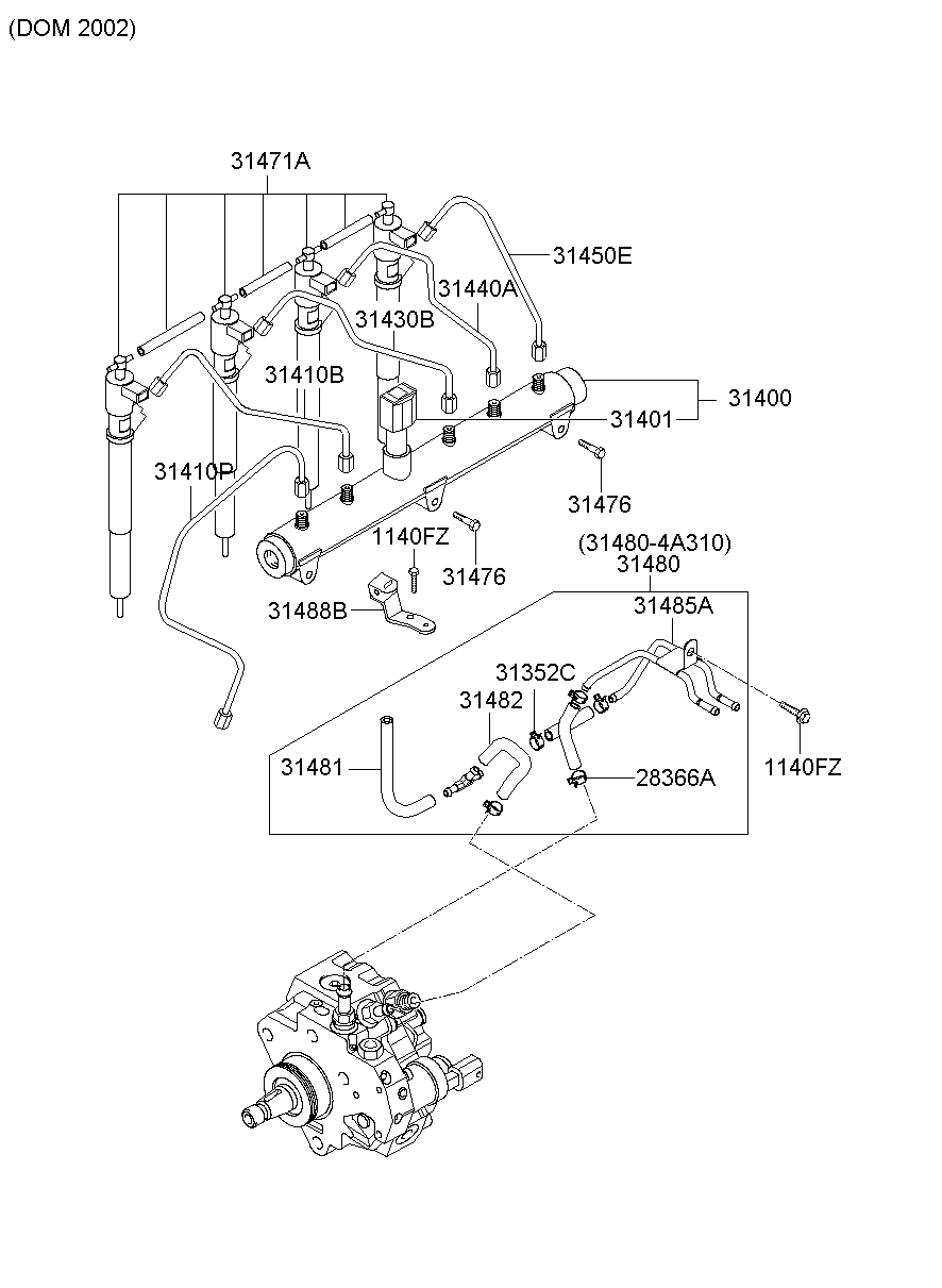 Топливная рампа для Хендай Портер 2005-2012