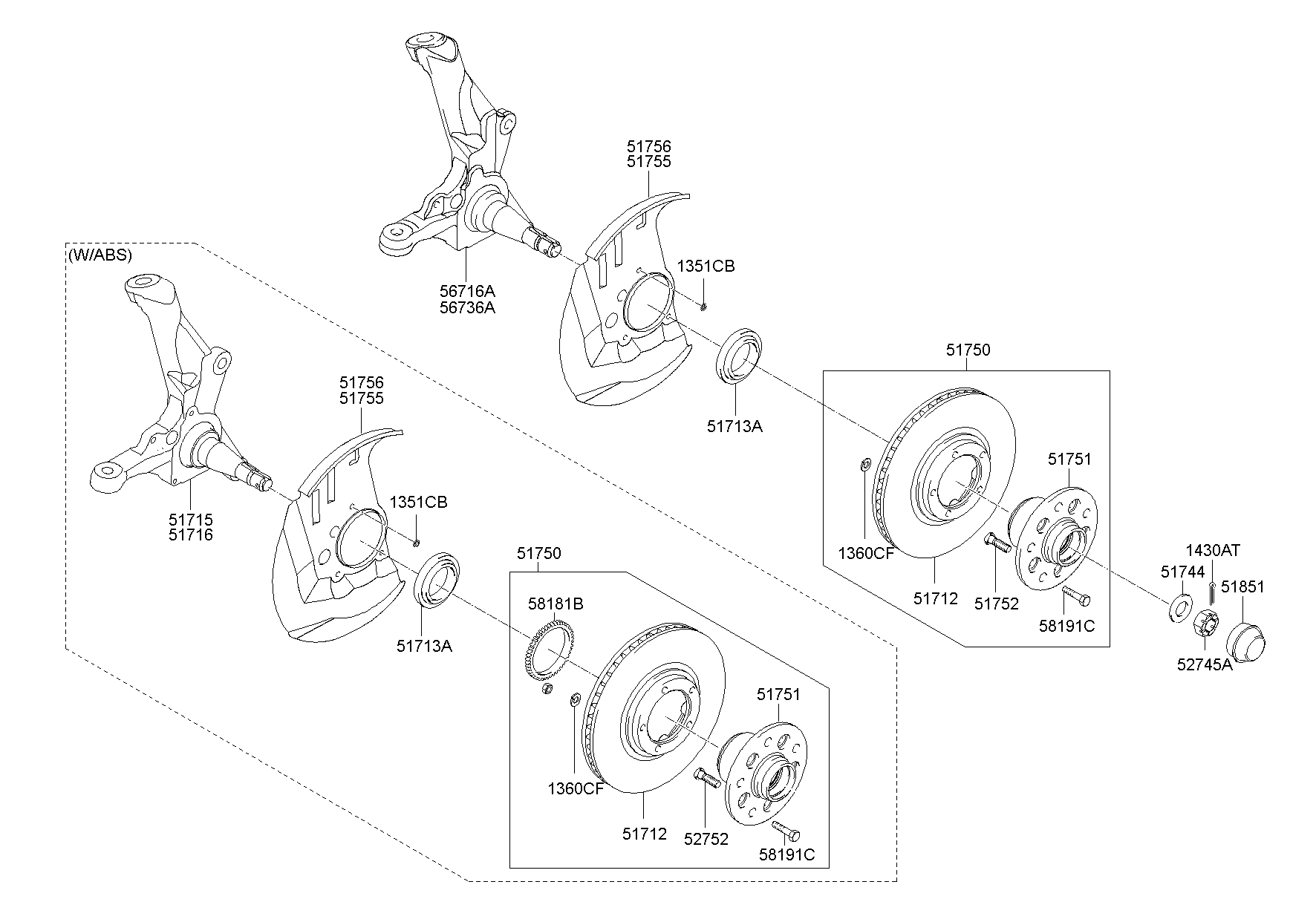 Поворотный кулак передний правый для Хендай Портер 2005-2012