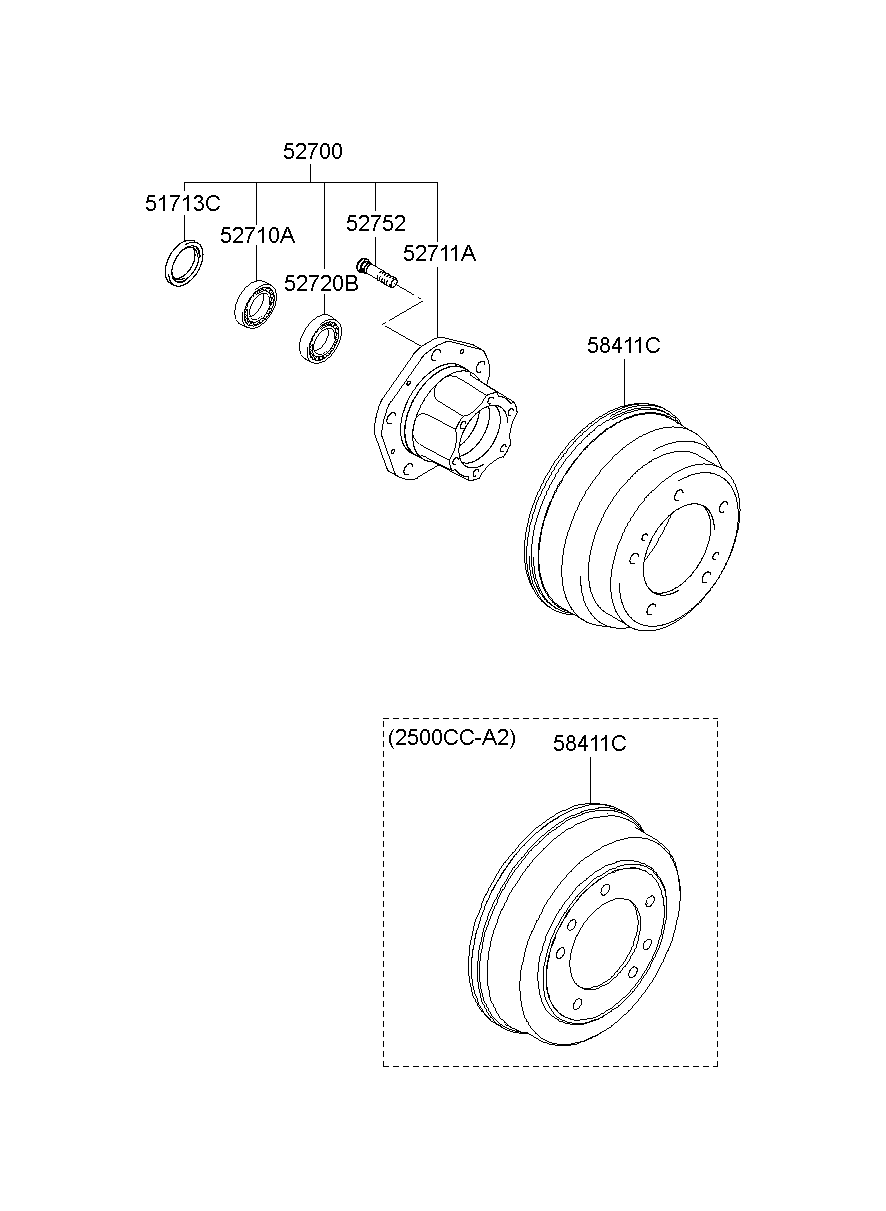 Ступица задняя правая для Хендай Портер 2005-2012