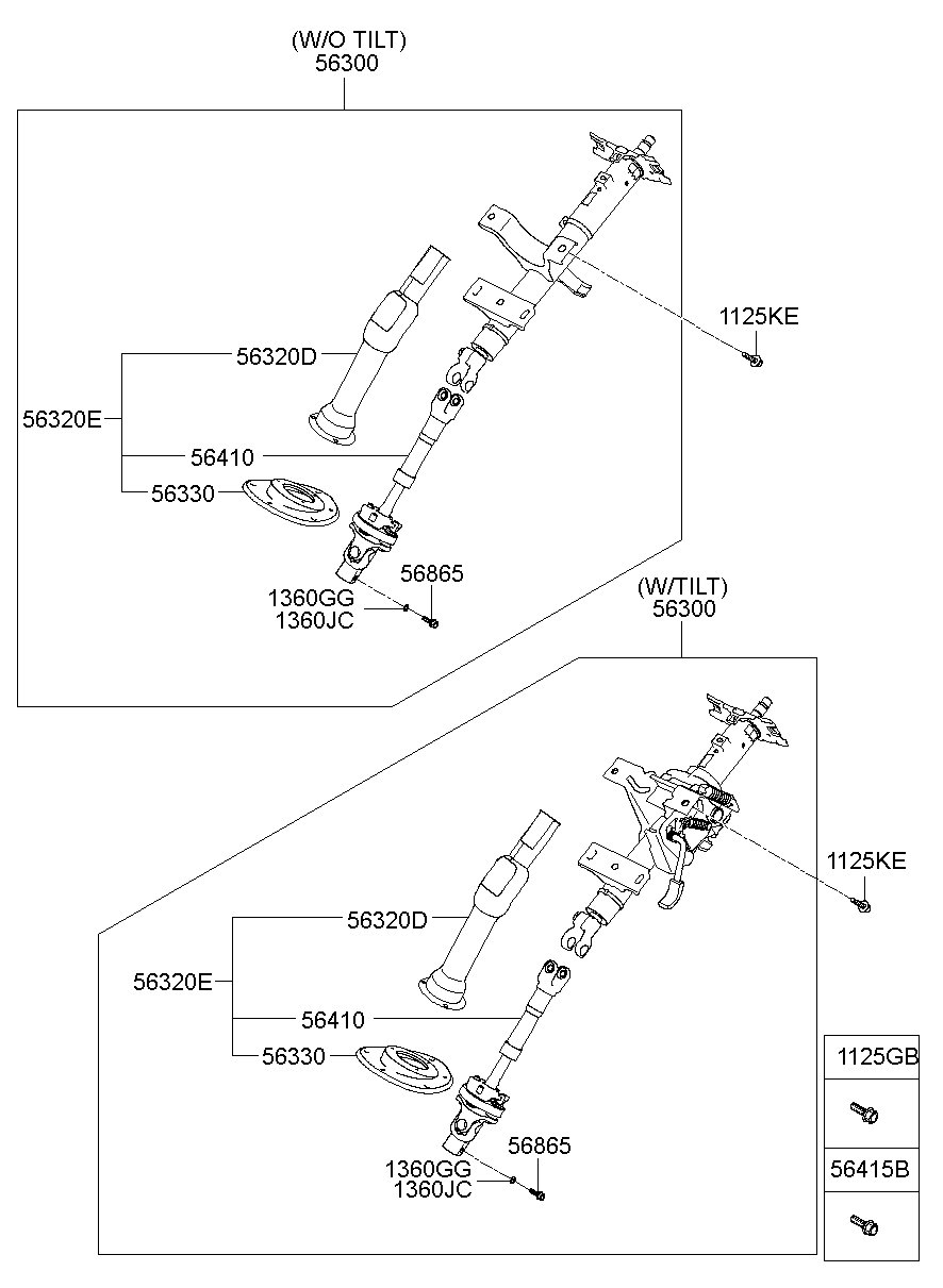 Рулевая колонка в сборе для Хендай Портер 2005-2012
