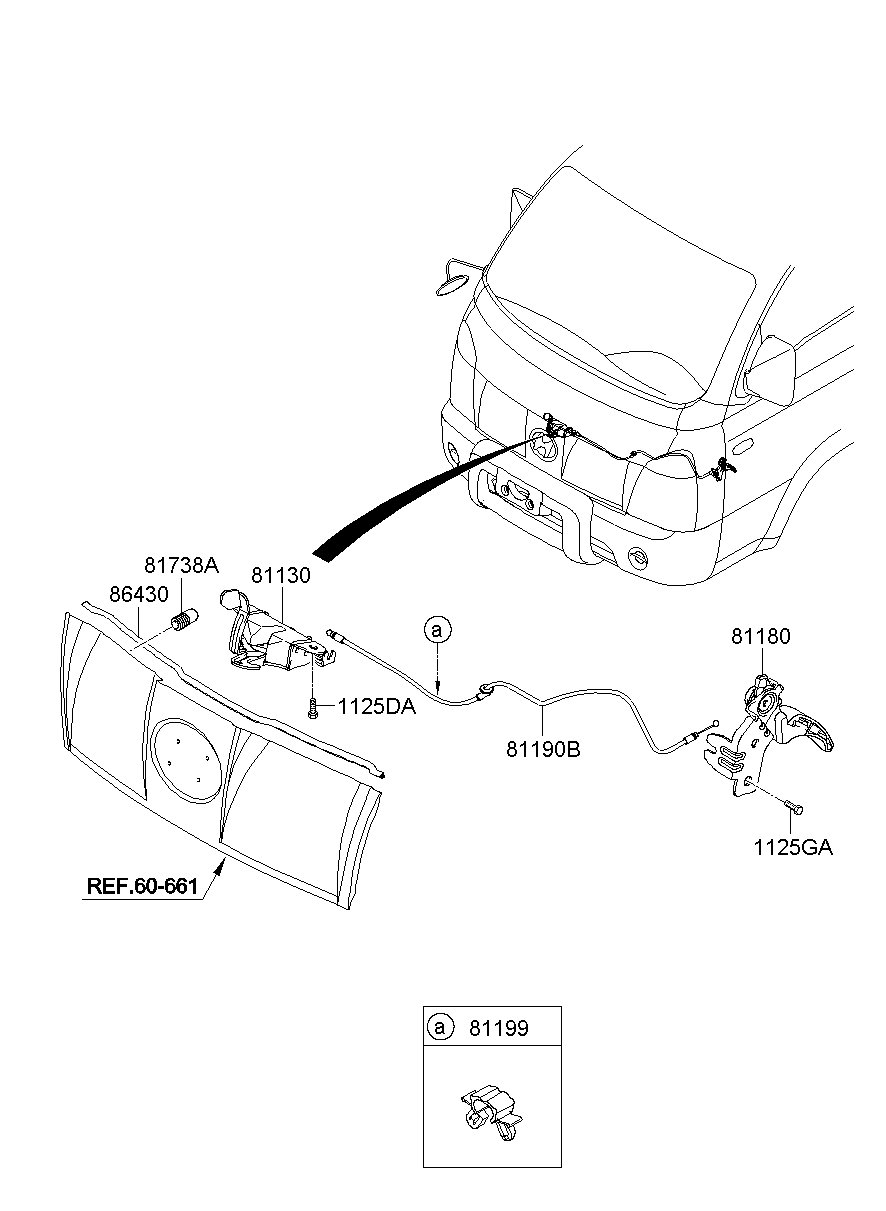 Замок капота для Хендай Портер 2005-2012