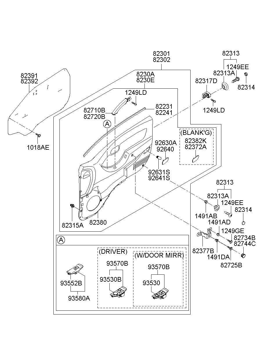 Панель отделки передней правой двери для Хендай Портер 2005-2012