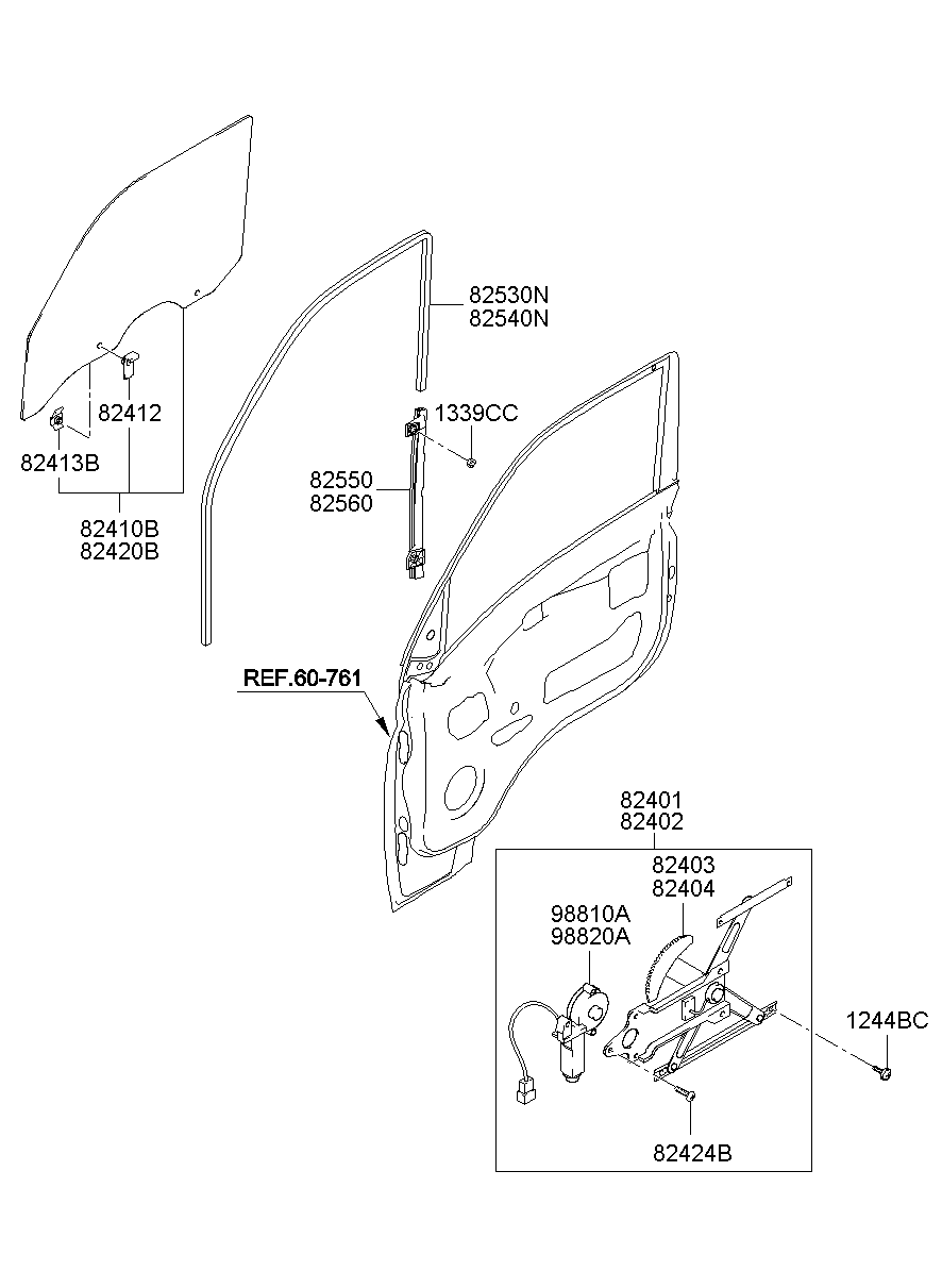 Стеклоподъемник переднего левого стекла для Хендай Портер 2005-2012