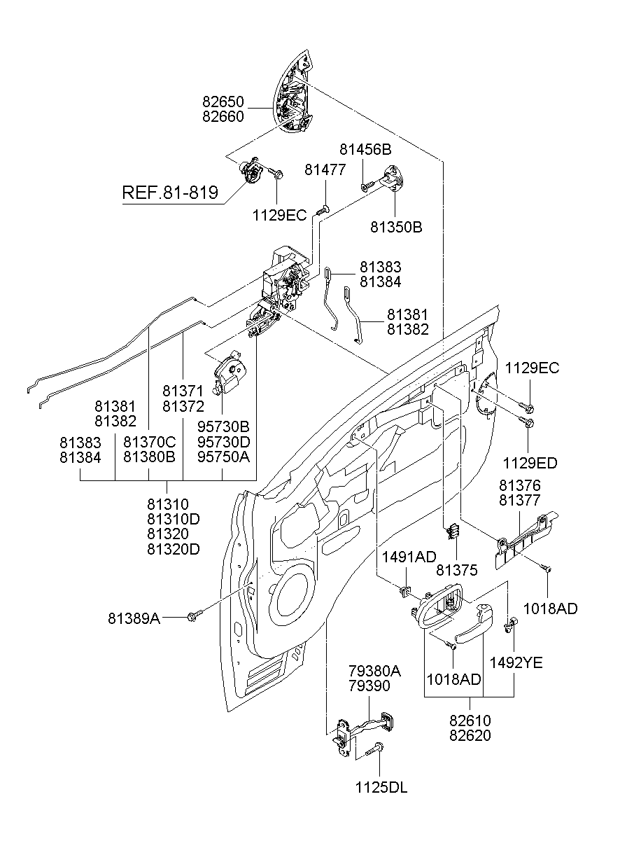 Ручка передней левой двери для Хендай Портер 2010-2016