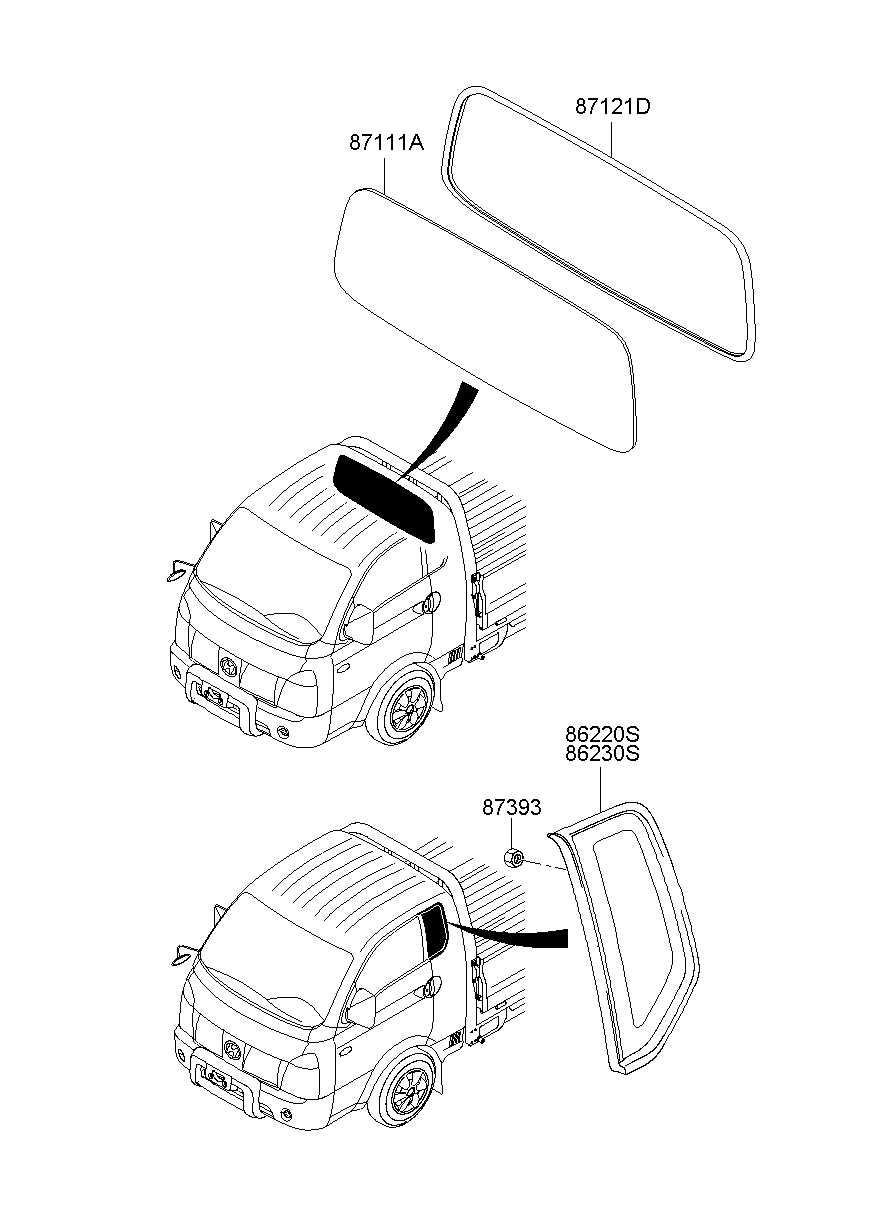 Стекло заднее для Хендай Портер 2005-2012