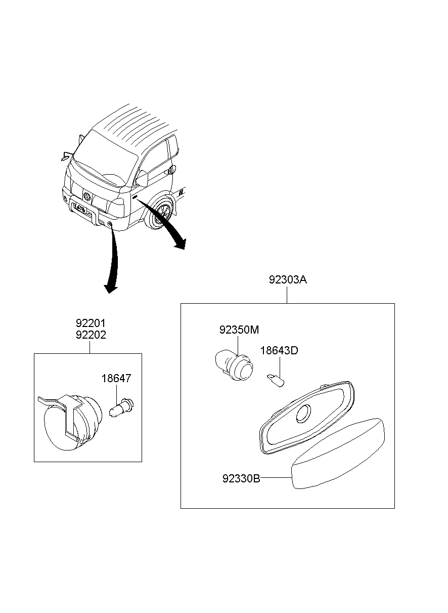 Фара противотуманная левая в сборе для Хендай Портер 2005-2012