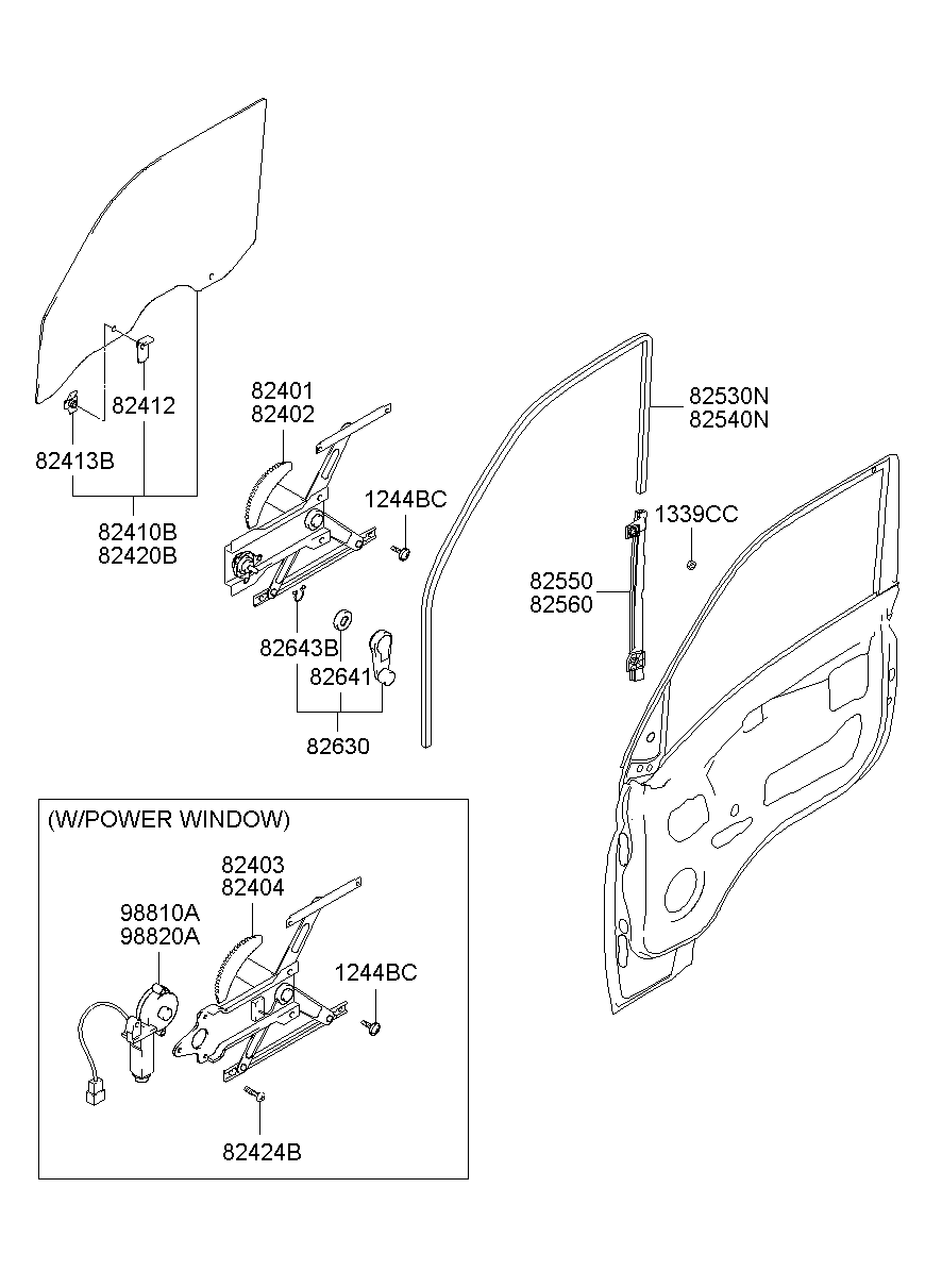 Стекло передней правой двери для Хендай Портер 2010-2016