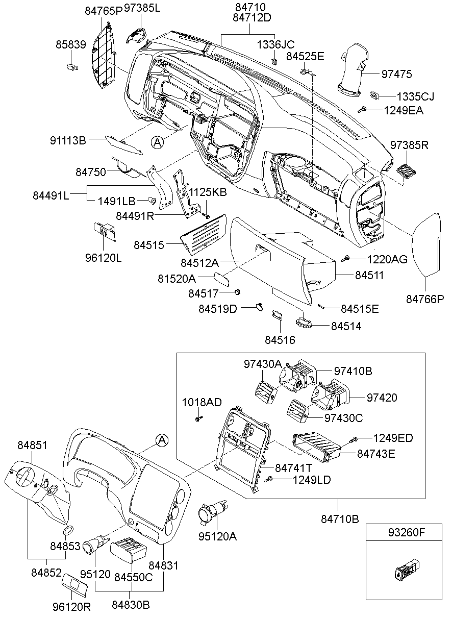  Перчаточный ящик, бардачок для Хендай Портер 2010-2016