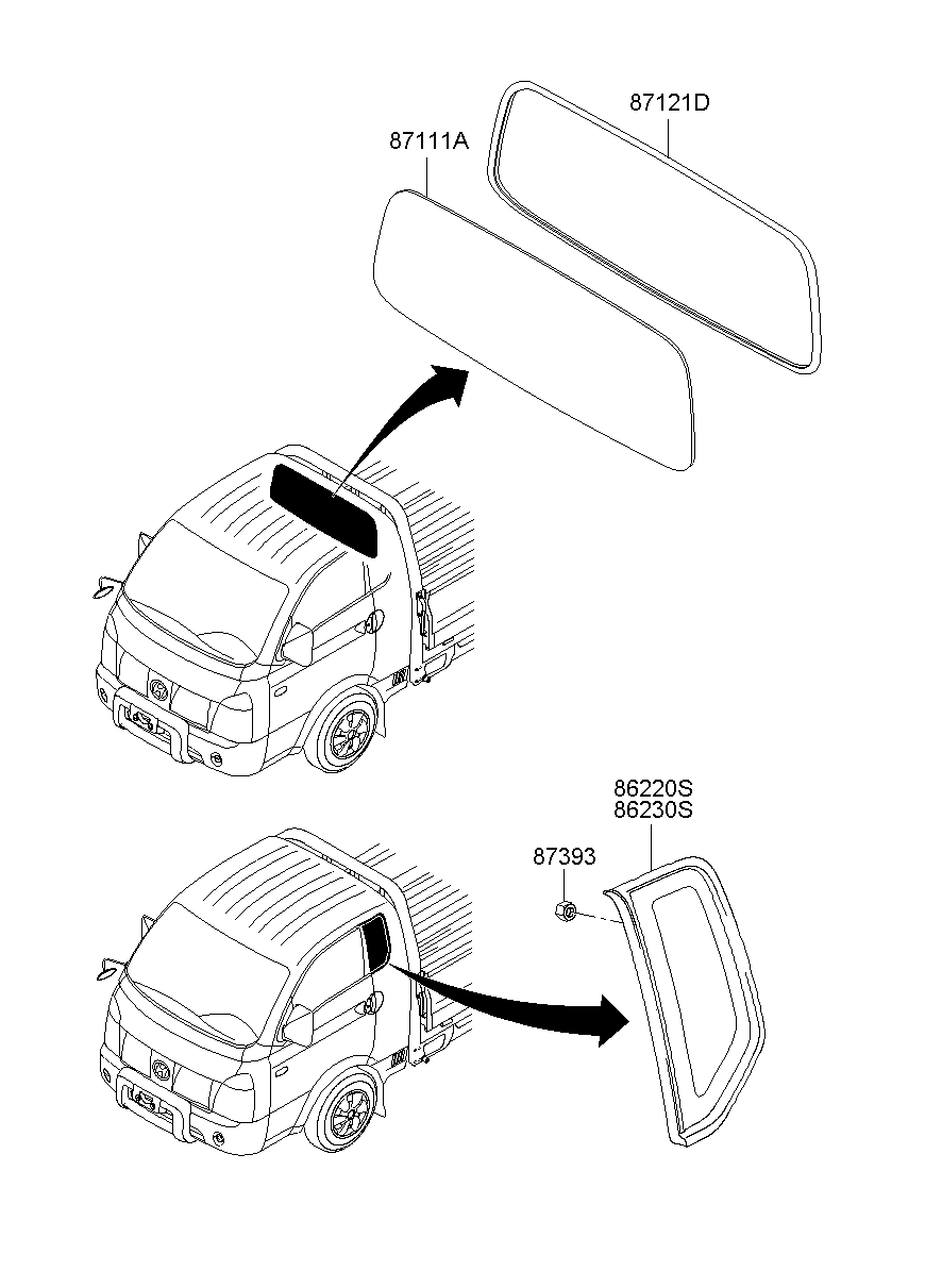Стекло заднее для Хендай Портер 2010-2016