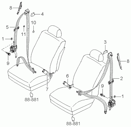 Ремень безопасности водителя для Хендай Портер 2010-2016