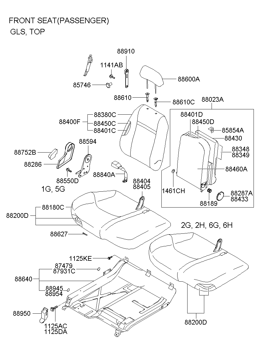 Подушка переднего сиденья пассажира для Хендай Портер 2010-2016 
