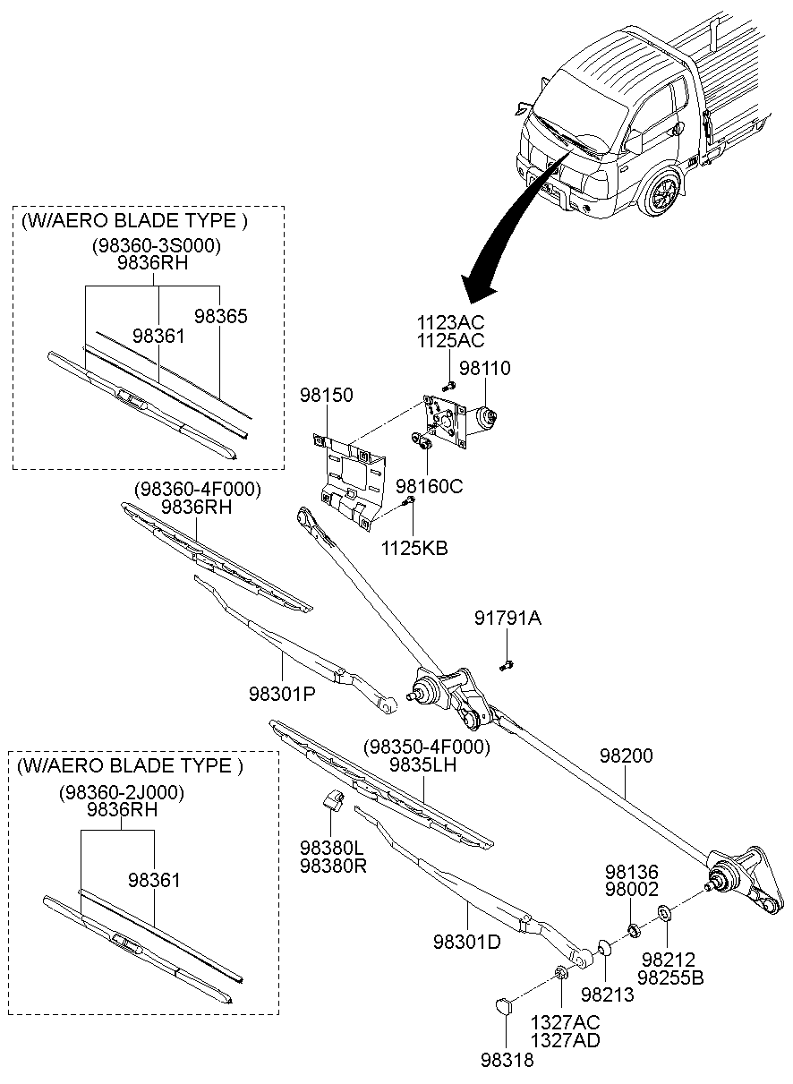 Мотор переднего стеклоочистителя для Хендай Портер 2010-2016