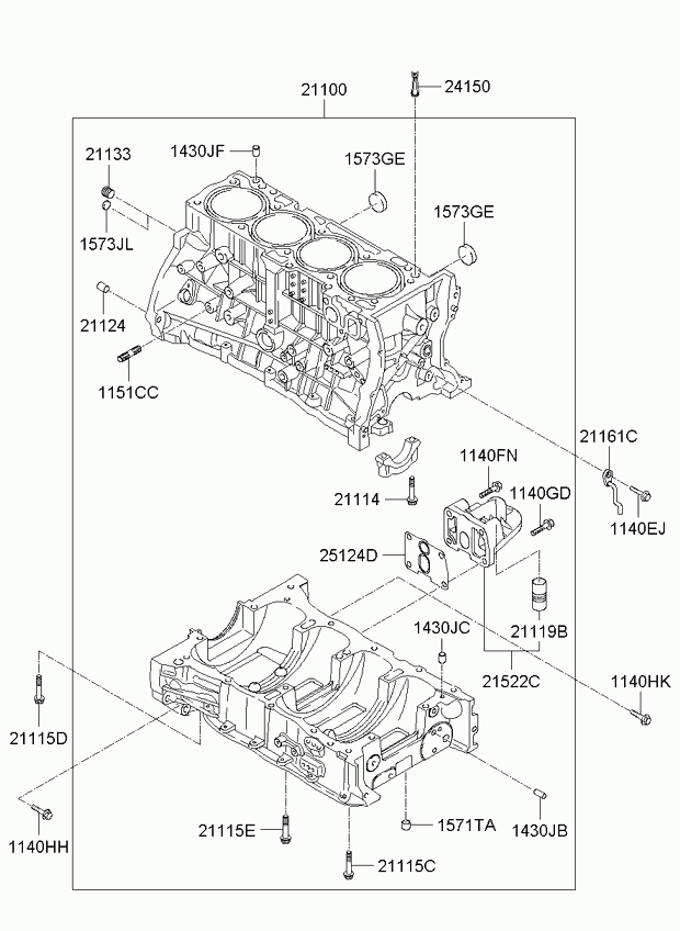 Блок цилиндров в сборе для Киа Каренс 2006-2012