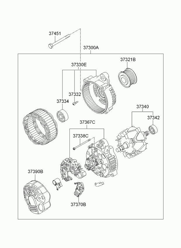 Генератор в сборе для Киа Каренс 2006-2012