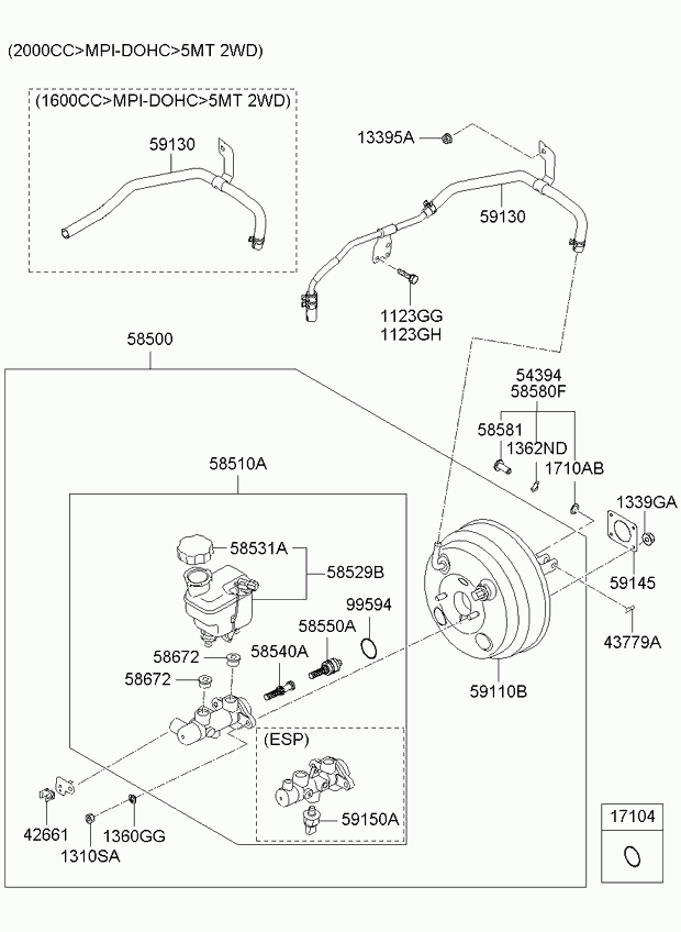 Главный тормозной цилиндр с бачком для Киа Каренс 2006-2012