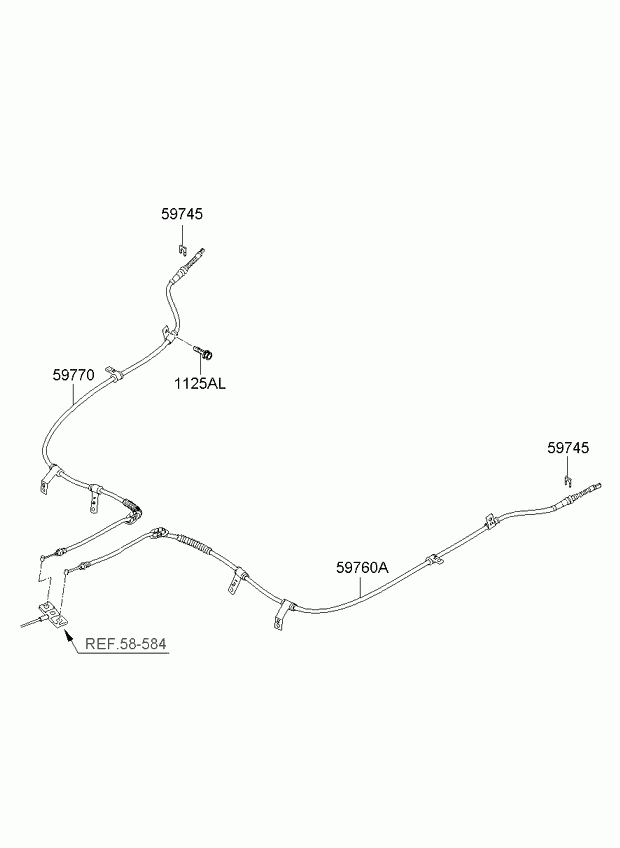 Трос левый стояночного, ручного тормоза для Киа Каренс 2006-2012