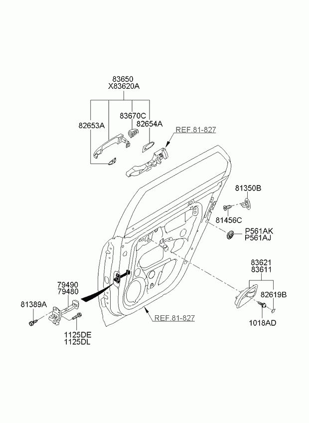 Ручка задней левой двери для Киа Каренс 2006-2012