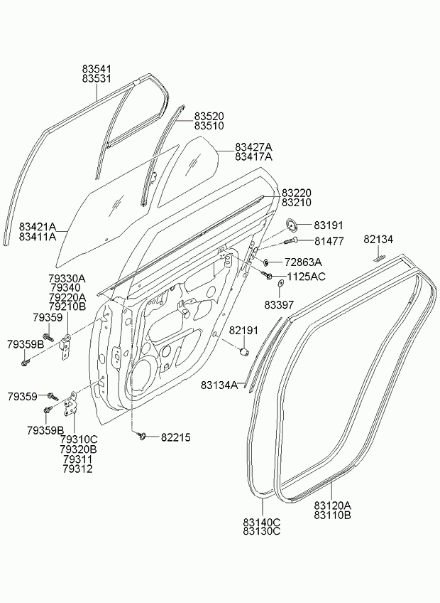 Стекло задней левой двери для Киа Каренс 2006-2012
